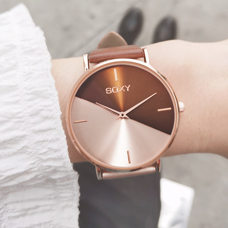 Women's Watch with Leather Band - Dazpy