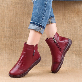 Plush leather mother's shoes
