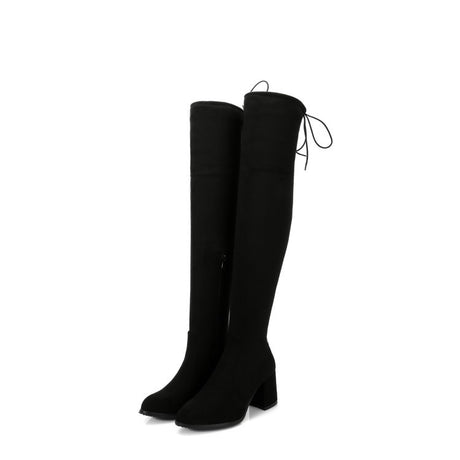 Winter Warm High-heeled Thick-heeled Over-the-knee Women's Boots - Dazpy