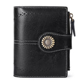 Wallet Women's Short Oil Wax Leather Zipper Card Holder - Dazpy