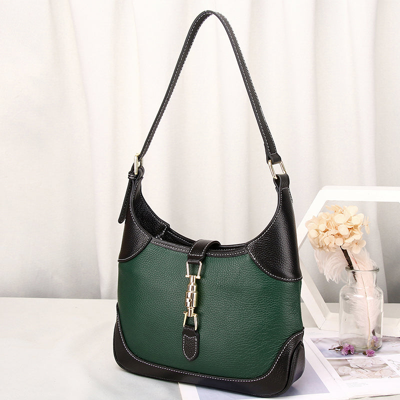 Leather Shoulder Small Female Cowhide Soft Leather Armpit Bag - Dazpy