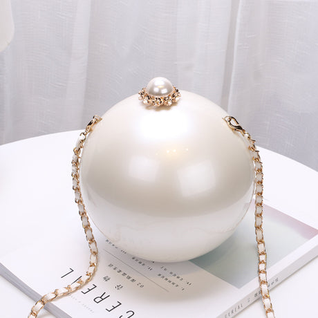 Ladies Casual Fashion Pearl Decoration Round Shoulder Bag - Dazpy