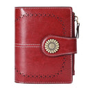 Wallet Women's Short Oil Wax Leather Zipper Card Holder