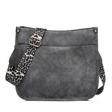 PU Leather Casual Shoulder Messenger Bag Leopard Print Shoulder Strap Tote Bag Large Capacity Minimalist Design - Dazpy