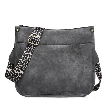 PU Leather Casual Shoulder Messenger Bag Leopard Print Shoulder Strap Tote Bag Large Capacity Minimalist Design - Dazpy