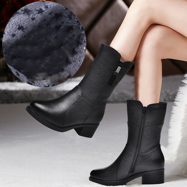 Thick Heel And Velvet Warm Cotton Boots Riding Boots - Dazpy