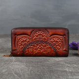 Ladies Leather Embossed Long Clutch Wallet - Dazpy