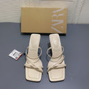 Square Toe High-heeled Sheep Leather Sandals