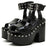 Block-heel Platform Patent Leather Rivet Fish Mouth Sandals