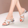 Mesh Mid-heel Sandals Women Waterproof Platform Fish Mouth Thick With Rhinestone Outer Wear - Dazpy