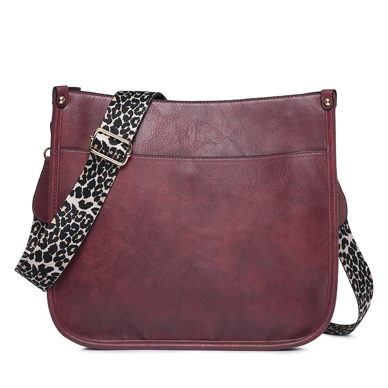 PU Leather Casual Shoulder Messenger Bag Leopard Print Shoulder Strap Tote Bag Large Capacity Minimalist Design - Dazpy