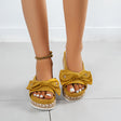 Bowknot Candy Color Straw Woven Bottom Fashion Casual One-shaped Sandals And Slippers - Dazpy