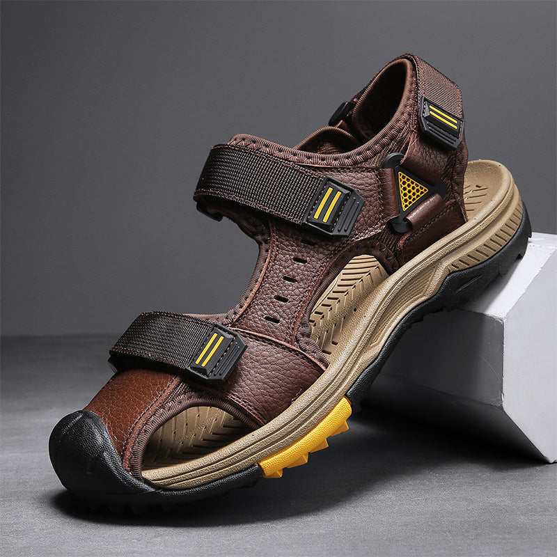 Men's Baotou Leather Sandals Outdoor Mountaineering Breathable Casual - Dazpy