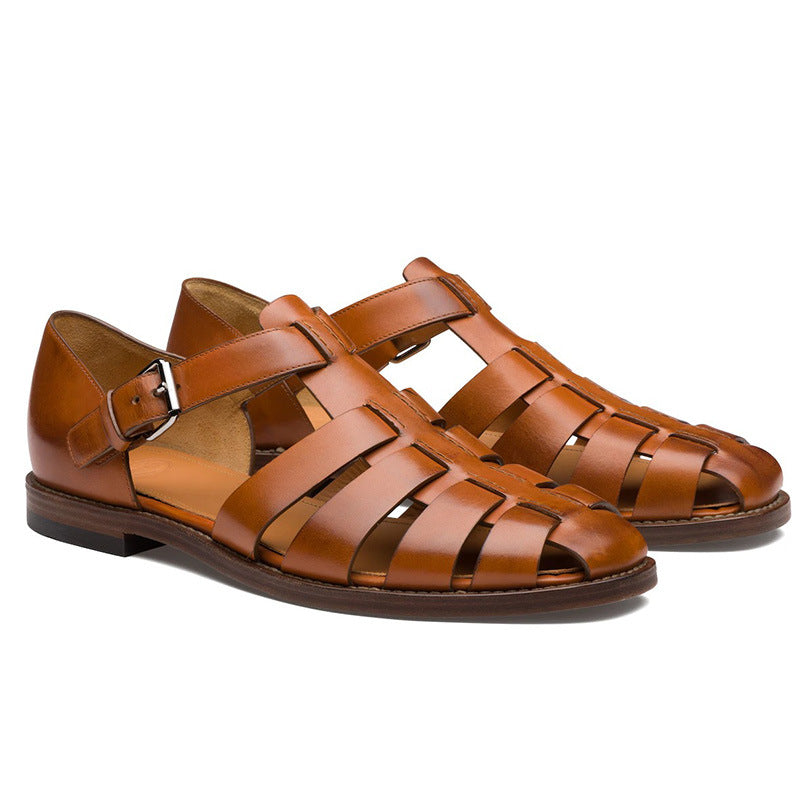 Colorblock Men's Sandal Stitched Faux Leather - Stylish Comfort for Every Step - Dazpy