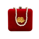 Fashion Red Velvet Pearl Chain Thin Chain Female Bag