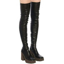 Thick Bottom Waterproof Platform Square Toe Elastic Boots