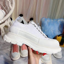 McQueen Canvas Shoes Thick-soled Increased Platform Lace-up Sports Daddy Shoes