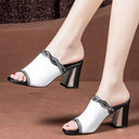 Mesh Mid-heel Sandals Women Waterproof Platform Fish Mouth Thick With Rhinestone Outer Wear
