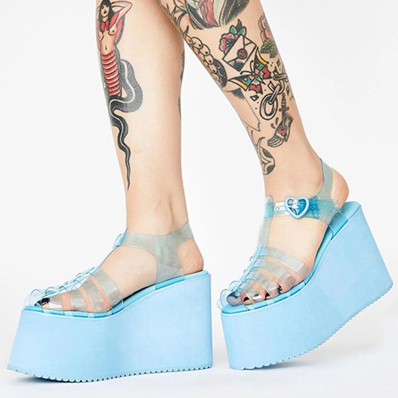 Clear Foam Platform Jelly Slip-On Sandals - Dazpy