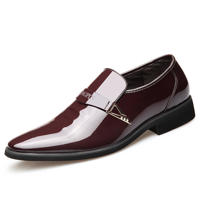 Men's Business Pointed Toe Breathable Patent Leather Shoes - Dazpy