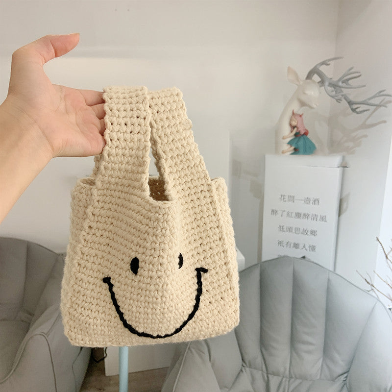 Hand Crocheted Wool Tote Backpack Material Bag - Dazpy