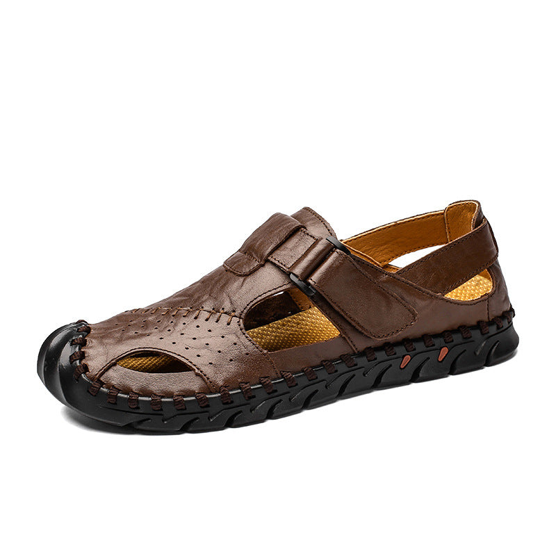 Breathable Large Size Soft Leather Sandals Men's Trendy Sandals Men - Dazpy