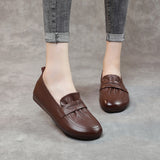 Women's Retro Leather Soft Sole Shoes - Dazpy