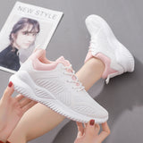 New Sports Shoes Women's Mesh Breathable White Shoes Travel Daddy Running Shoes - Dazpy