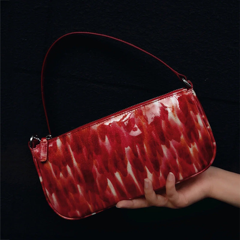 Ruby Patent Leather Underarm Bag Baguette - Dazpy