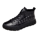 Fashion High-top Pattern Men's Casual Leather Shoes Mid-top - Dazpy