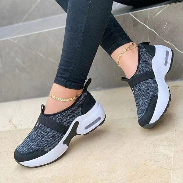 Flying Woven Elastic And Velcro Decoration Casual Sneakers - Dazpy