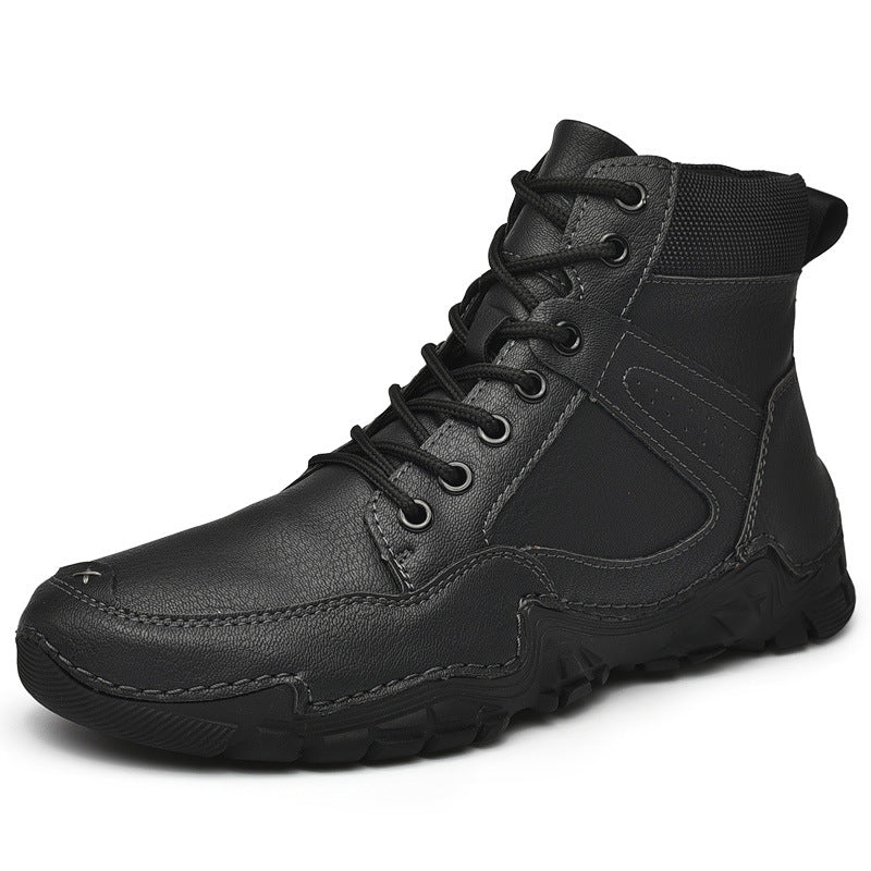 Fall New Men's Casual High-top Warmth And Fleece Ankle Boots - Dazpy