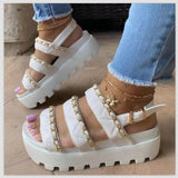 Buckled Platform Chain Slip-toe Sandals - Dazpy