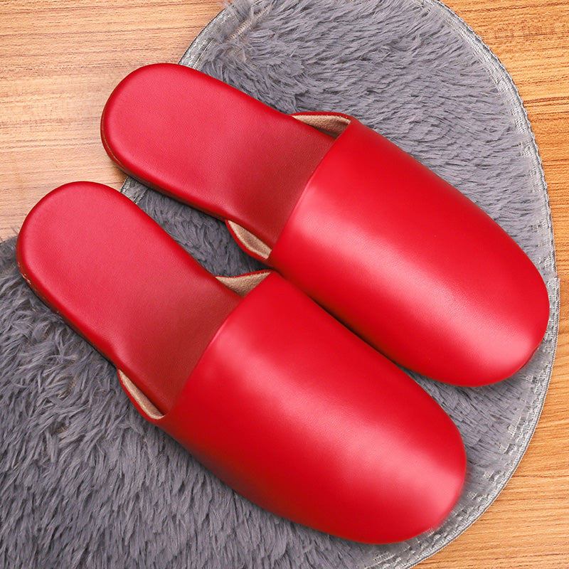 Home Leather Slippers Women's Baotou Home Soft Bottom - Dazpy