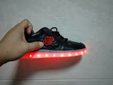 New Colorful Led Luminous Shoes Embroidered Roses Female Usb Charging Shoes - Dazpy