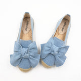 Flat Straw Woven Linen One-step Bow-knot Round-toe Espadrilles Shoes - Dazpy