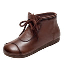 Retro Ethnic Style Handmade Leather High-top Women's Shoes With Soft Sole