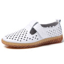 Women's Soft Surface Cutout Flat Heel Leather Shoes