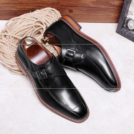 Formal Men's Square Toe Shoes British Monk Shoes - Dazpy