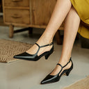 Women's Mid Heel Pointed Toe Buckle Hollow Sandals - Fashionable Ladies' Footwear