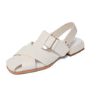 Low-heel Retro Velcro Sandals Thick-heeled Baotou Back Strap Women's Shoes