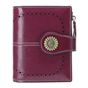Wallet Women's Short Oil Wax Leather Zipper Card Holder