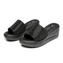 Genuine Leather Summer First Layer Leather Flat Fish Mouth Slippers