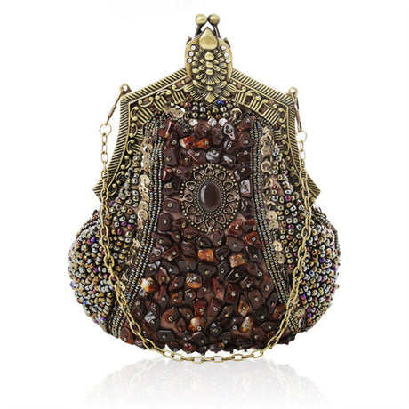 Women's Vintage Heavy Beaded Evening Bag - Dazpy