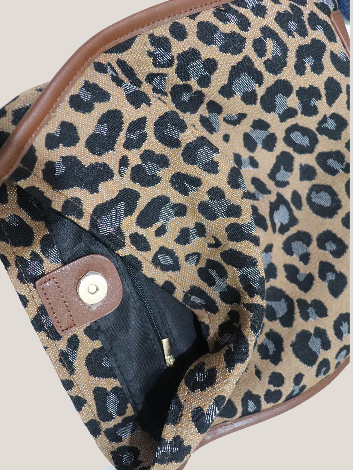 Fashion Leopard Print Canvas Single Shoulder Bag Net - Dazpy