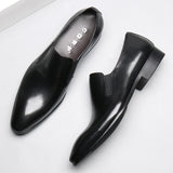 Business Formal Wear Leather Shoes Men's Pointed Toe Pedal Set - Dazpy