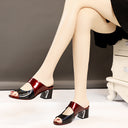 Mesh Mid-heel Sandals Women Waterproof Platform Fish Mouth Thick With Rhinestone Outer Wear