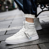 Korean Version Of The Tide Men's White Short Boots - Dazpy