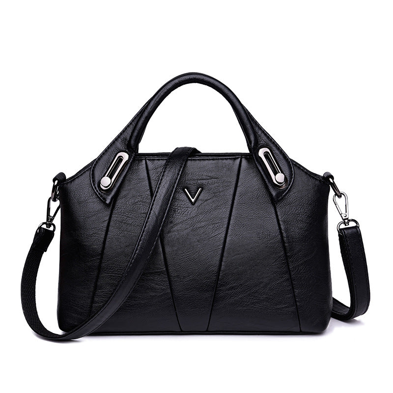 Soft Leather Sheepskin Middle-aged Lady's Small Square Bag - Dazpy