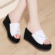 New Summer Rhinestone Fish Mouth Sandals Fashion Platform Trifle Heels Flat Shoes - Dazpy